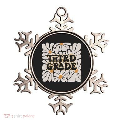Retro Flower Power Squared Third 3rd Grade Back To School Ornament