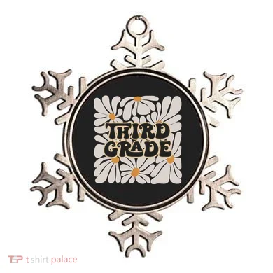 Retro Flower Power Squared Third 3rd Grade Back To School Ornament