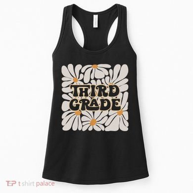 Retro Flower Power Squared Third 3rd Grade Back To School Women's Tank Top