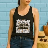 Retro Flower Power Squared Third 3rd Grade Back To School Women's Tank Top thumb 2