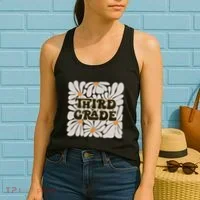 Retro Flower Power Squared Third 3rd Grade Back To School Women's Tank Top thumb 2