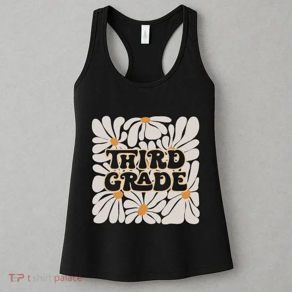 Retro Flower Power Squared Third 3rd Grade Back To School Women's Tank Top