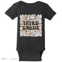 Retro Flower Power Squared Third 3rd Grade Back To School Baby Bodysuit thumb 0