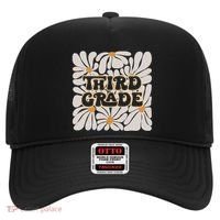 Retro Flower Power Squared Third 3rd Grade Back To School Hat thumb 0