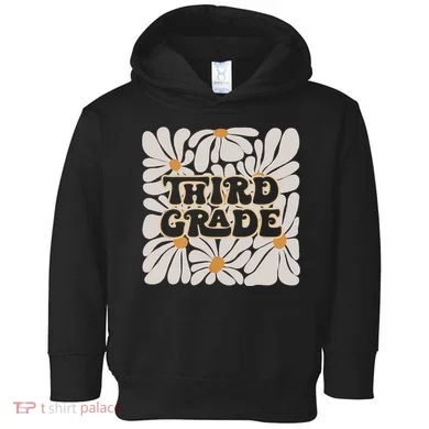 Retro Flower Power Squared Third 3rd Grade Back To School Toddler Hoodie
