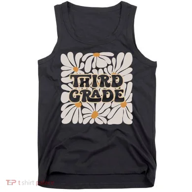 Retro Flower Power Squared Third 3rd Grade Back To School Tank Top