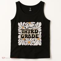 Retro Flower Power Squared Third 3rd Grade Back To School Tank Top thumb 2
