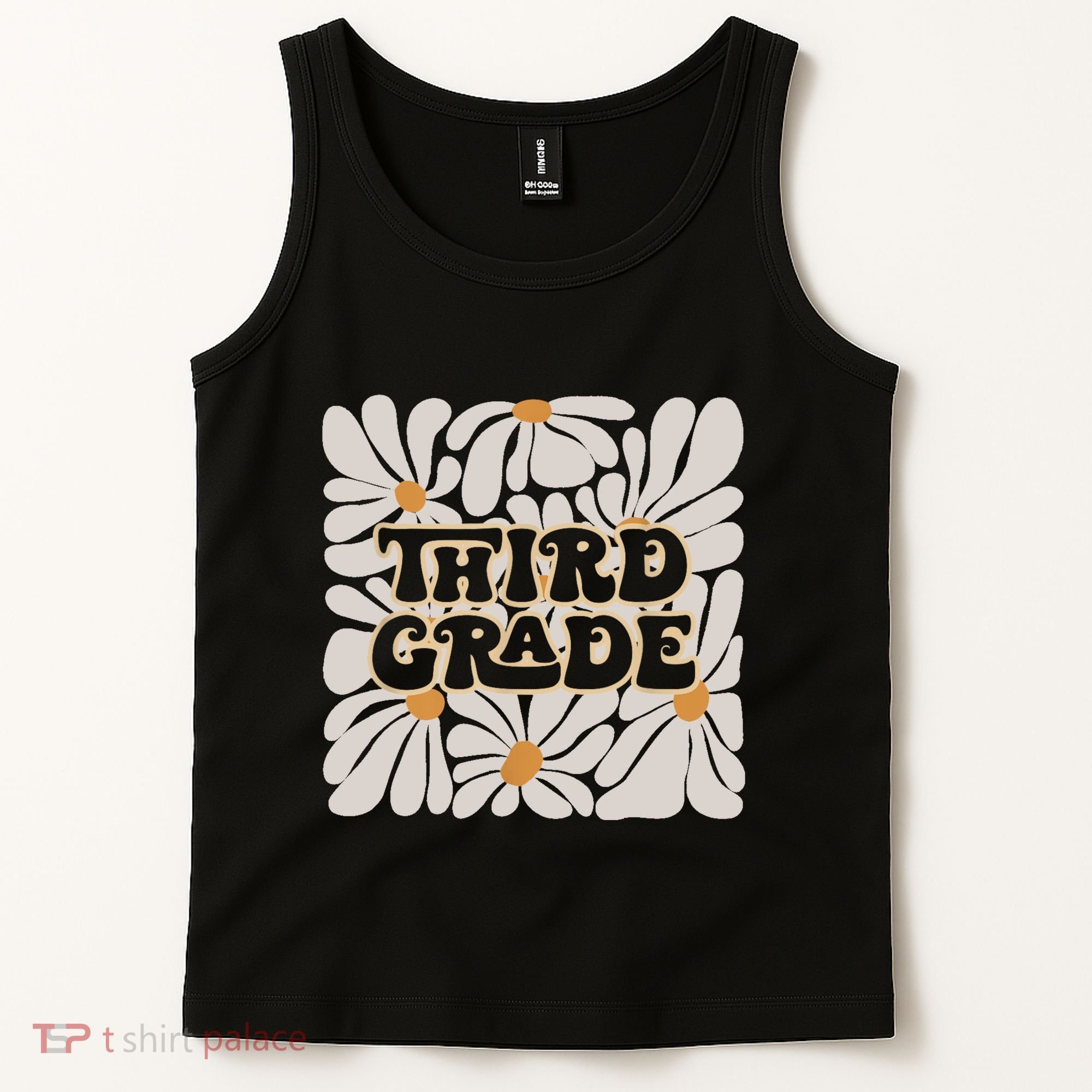 Retro Flower Power Squared Third 3rd Grade Back To School Tank Top