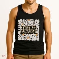 Retro Flower Power Squared Third 3rd Grade Back To School Tank Top thumb 3