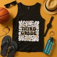 Retro Flower Power Squared Third 3rd Grade Back To School Tank Top thumb 4