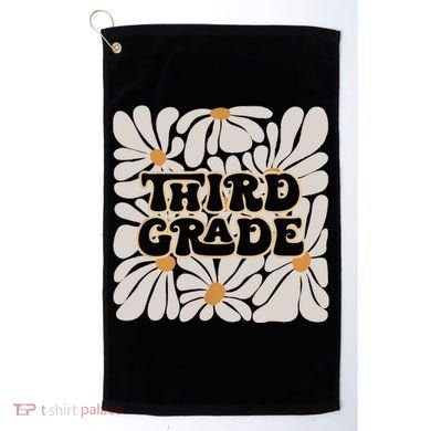 Retro Flower Power Squared Third 3rd Grade Back To School Golf Towel