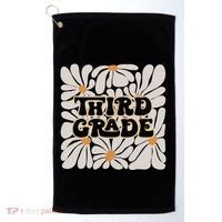 Retro Flower Power Squared Third 3rd Grade Back To School Golf Towel thumb 0