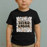 Retro Flower Power Squared Third 3rd Grade Back To School Toddler T-Shirt thumb 2