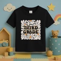 Retro Flower Power Squared Third 3rd Grade Back To School Toddler T-Shirt thumb 3