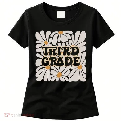 Retro Flower Power Squared Third 3rd Grade Back To School Women's T-Shirt