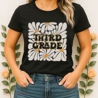 Retro Flower Power Squared Third 3rd Grade Back To School Women's T-Shirt thumb 2