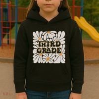 Retro Flower Power Squared Third 3rd Grade Back To School Kids Hoodie thumb 3