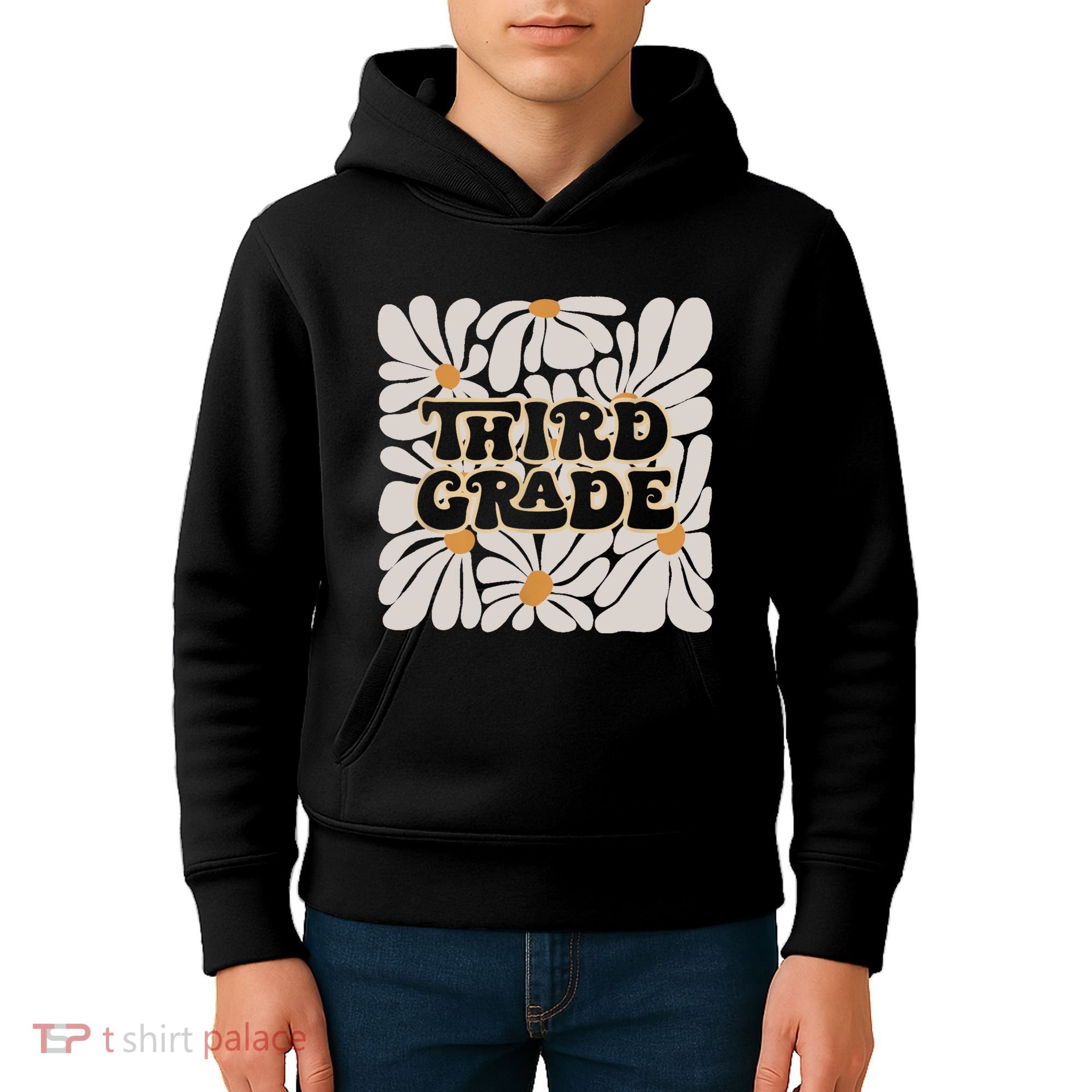 Retro Flower Power Squared Third 3rd Grade Back To School Kids Hoodie