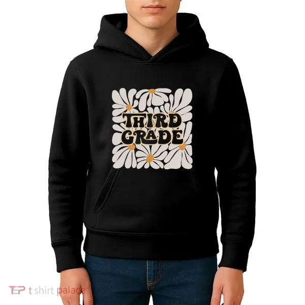 Retro Flower Power Squared Third 3rd Grade Back To School Kids Hoodie