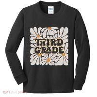 Retro Flower Power Squared Third 3rd Grade Back To School Kids Long Sleeve Shirt thumb 0