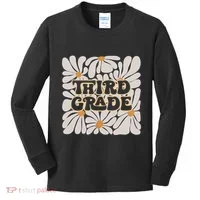 Retro Flower Power Squared Third 3rd Grade Back To School Kids Long Sleeve Shirt thumb 0
