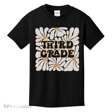Retro Flower Power Squared Third 3rd Grade Back To School Kids T-Shirt