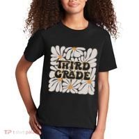 Retro Flower Power Squared Third 3rd Grade Back To School Kids T-Shirt thumb 2