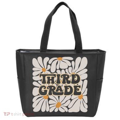 Retro Flower Power Squared Third 3rd Grade Back To School Tote Bag