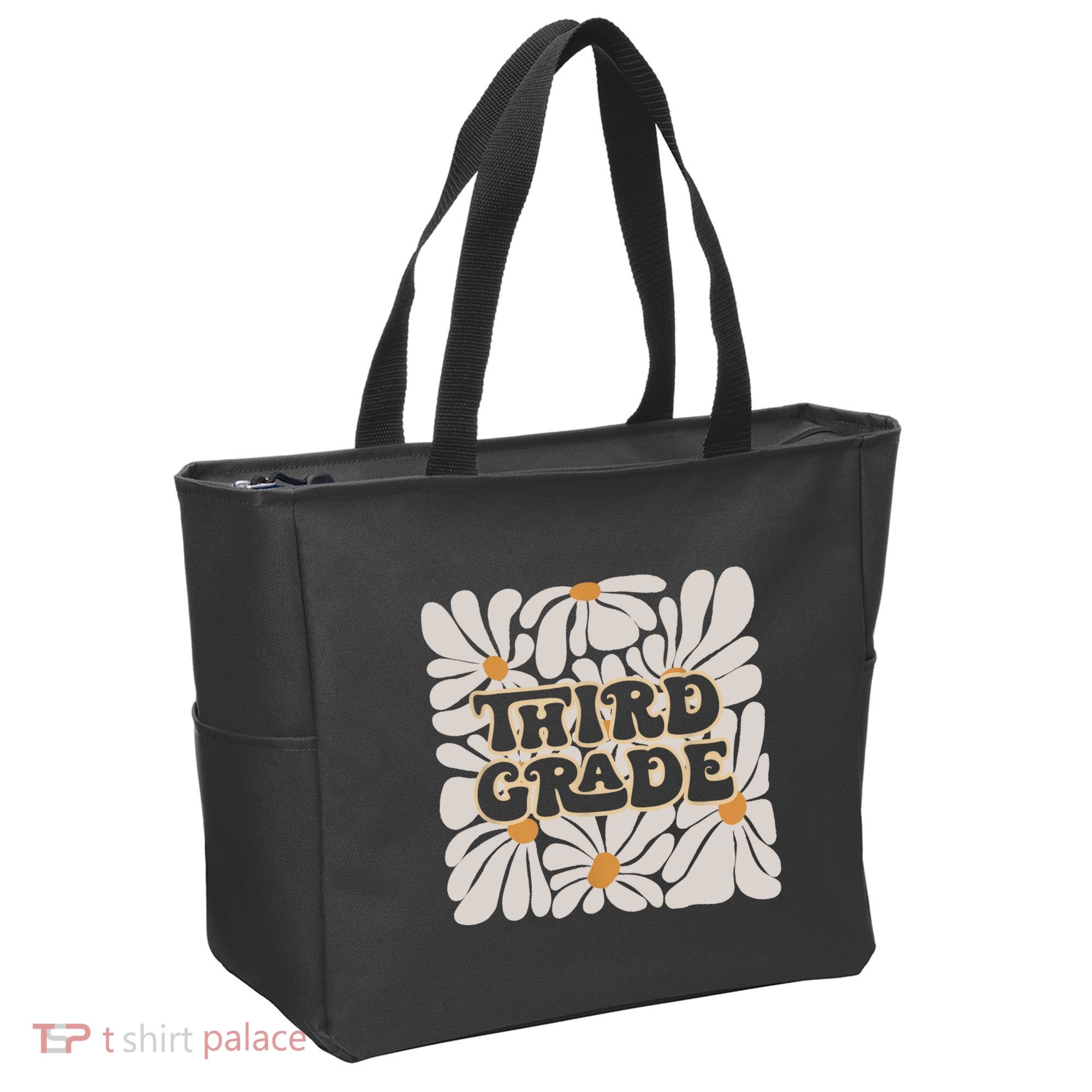 Retro Flower Power Squared Third 3rd Grade Back To School Tote Bag