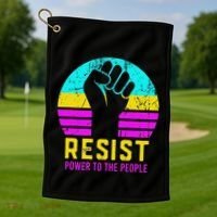 Resist Fascism Power To The People Golf Towel thumb 1