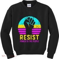 Resist Fascism Power To The People Kids Sweatshirt thumb 0