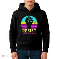 Resist Fascism Power To The People Kids Hoodie thumb 4