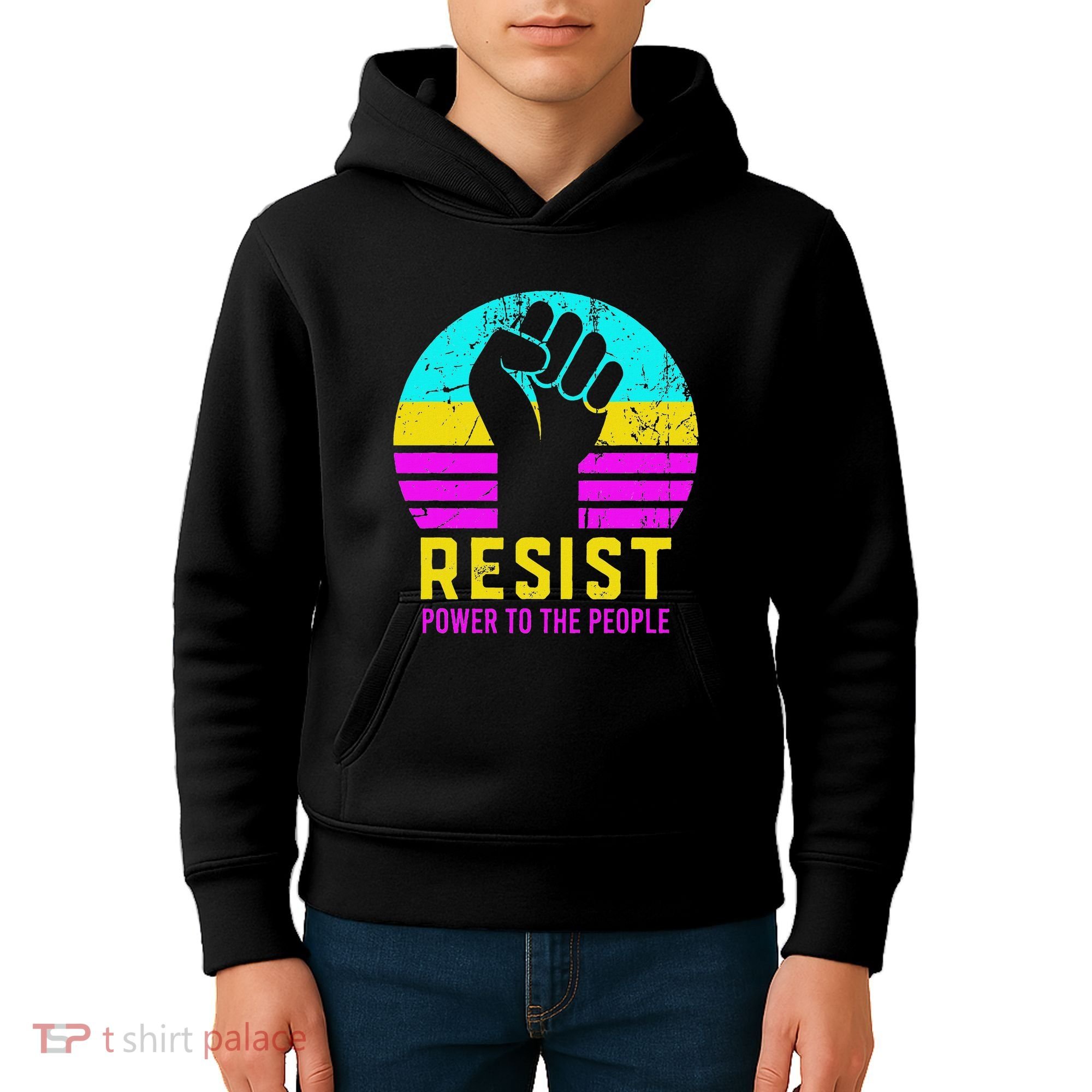 Resist Fascism Power To The People Kids Hoodie