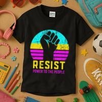 Resist Fascism Power To The People Kids T-Shirt thumb 3