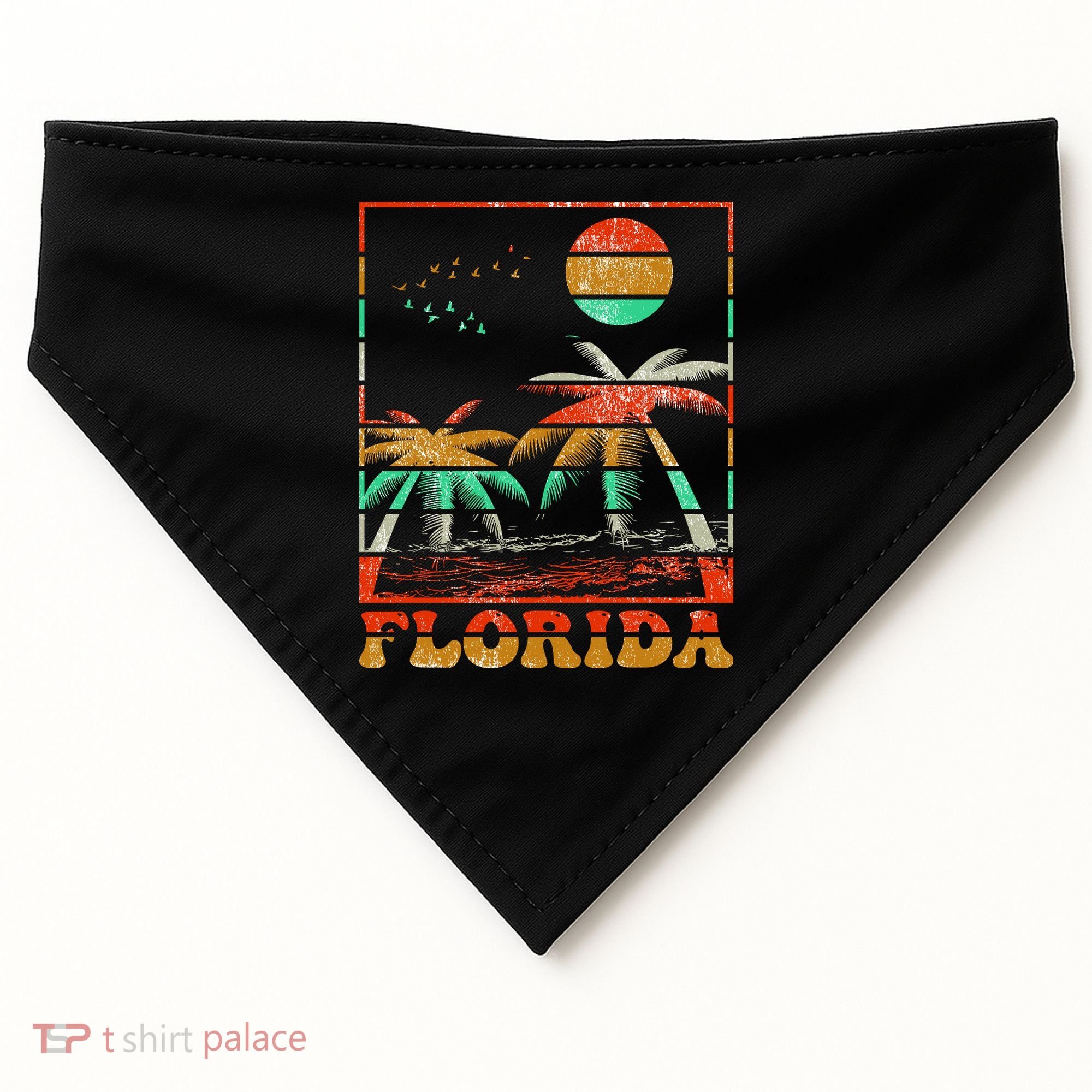 Retro Florida Palm Trees USA-Made Doggie Bandana