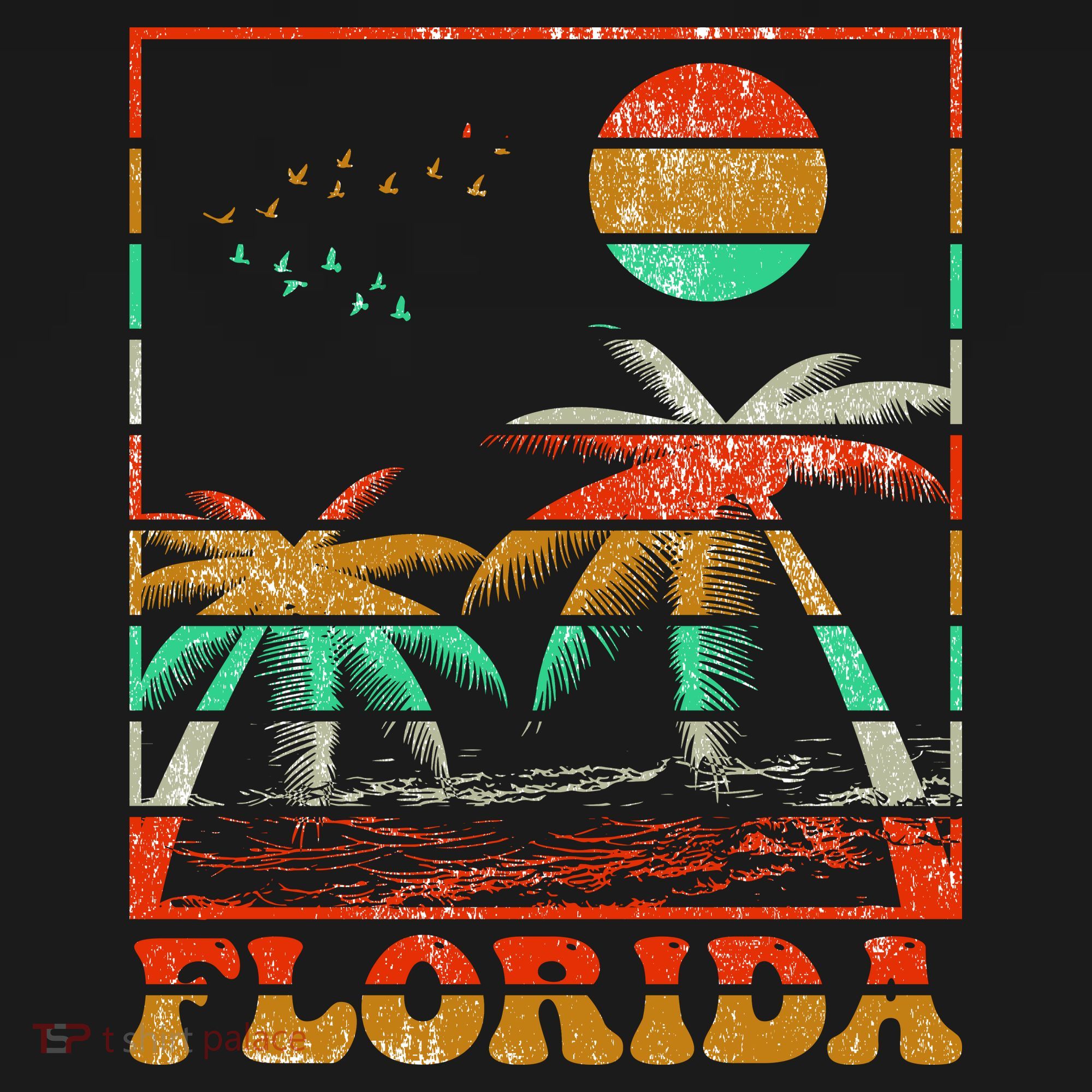 Retro Florida Palm Trees Polo