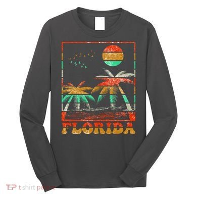 Retro Florida Palm Trees Long Sleeve Shirt