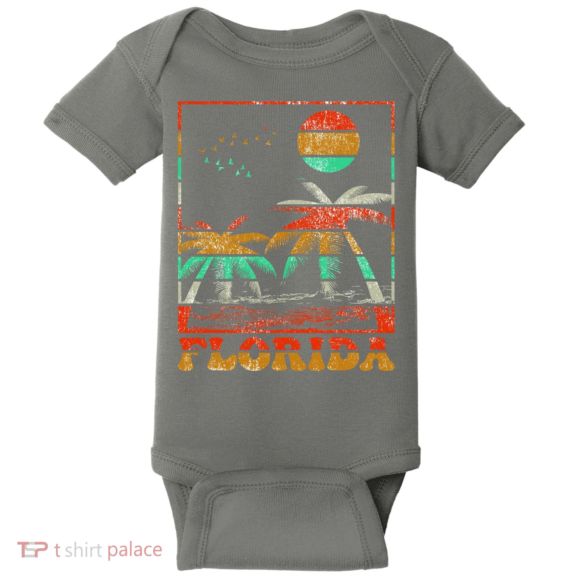Retro Florida Palm Trees Baby Bodysuit