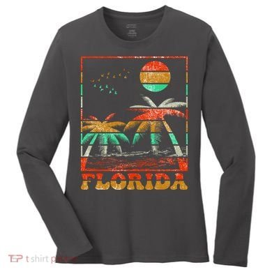 Retro Florida Palm Trees Women's Long Sleeve Shirt