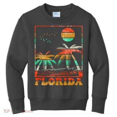 Retro Florida Palm Trees Kids Sweatshirt
