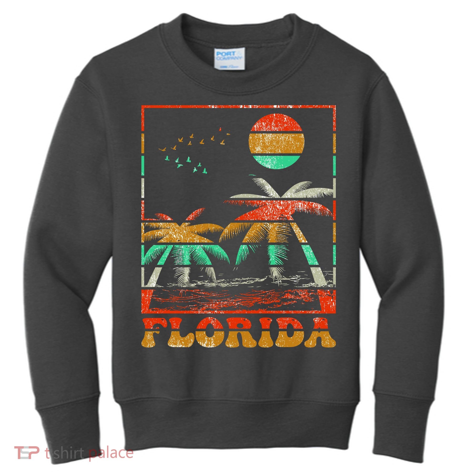 Retro Florida Palm Trees Kids Sweatshirt