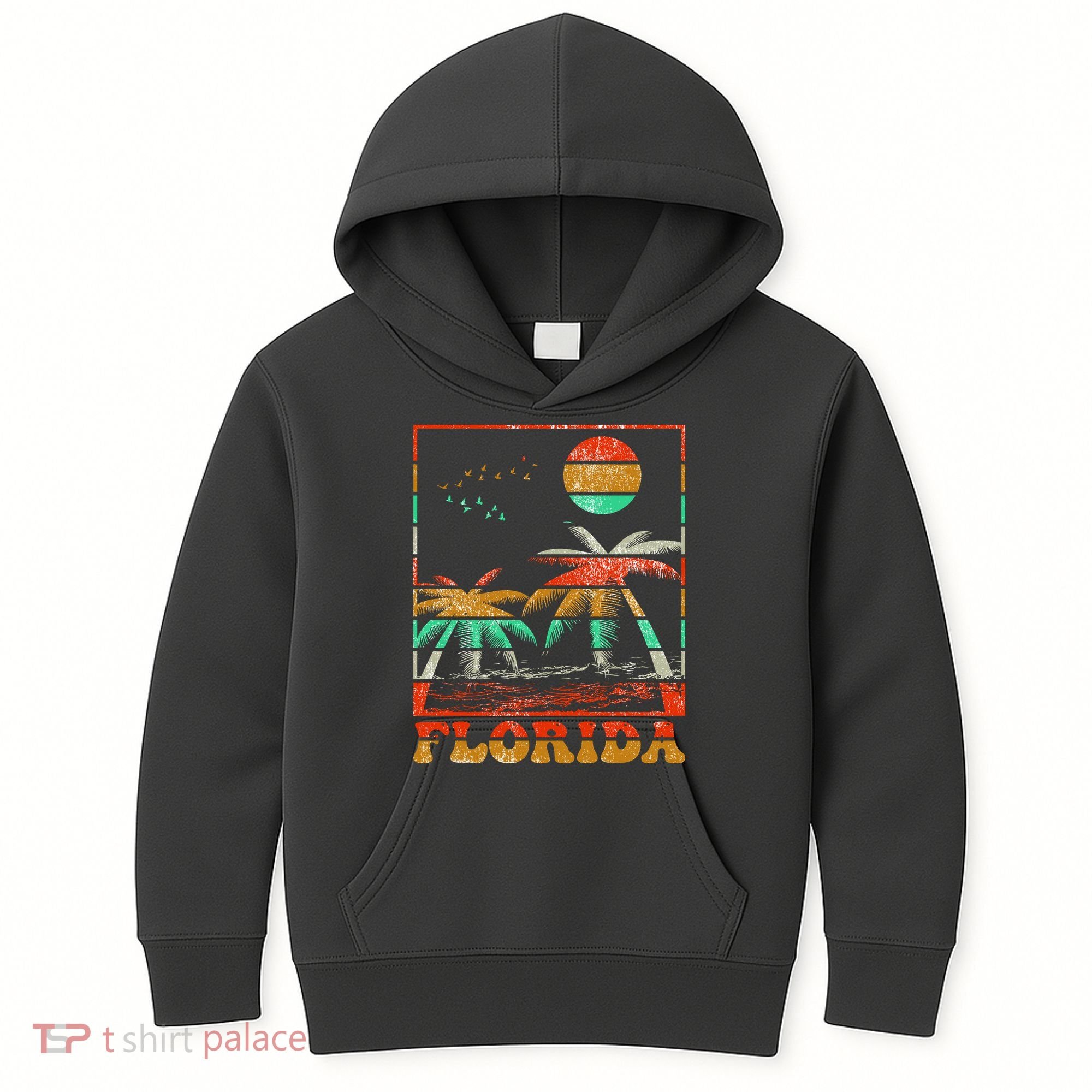 Retro Florida Palm Trees Kids Hoodie