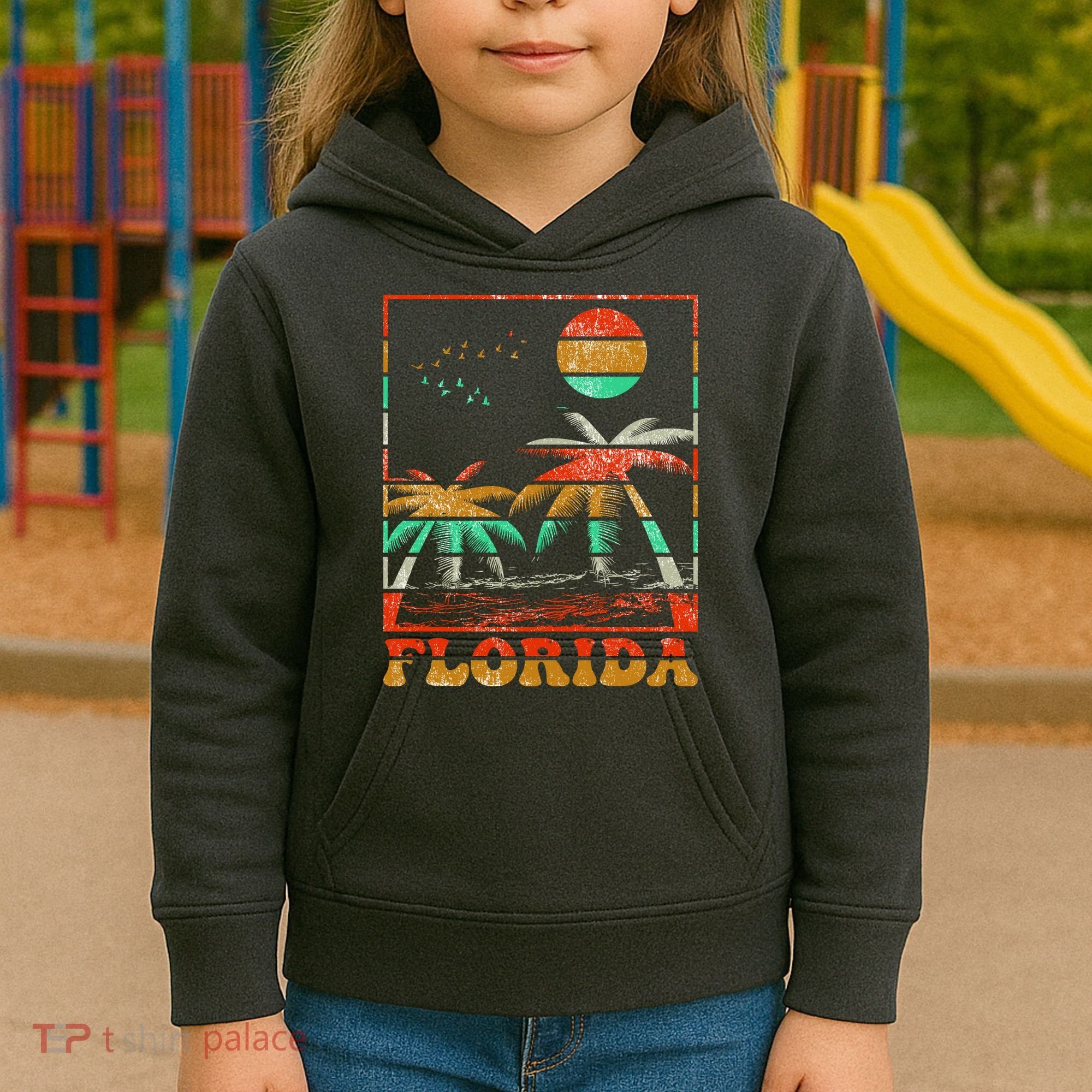 Retro Florida Palm Trees Kids Hoodie