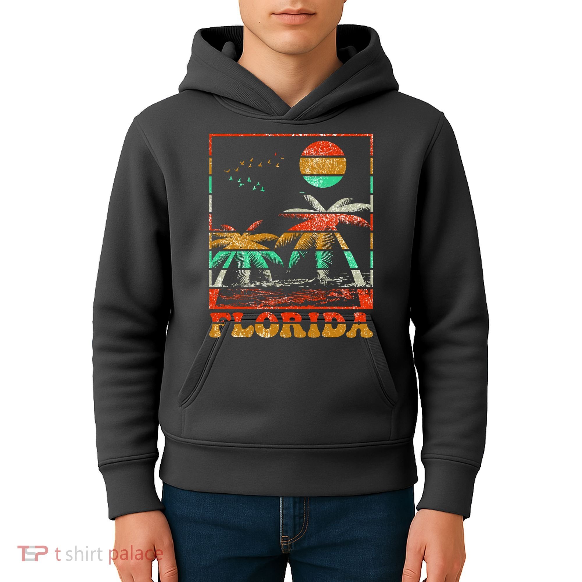 Retro Florida Palm Trees Kids Hoodie