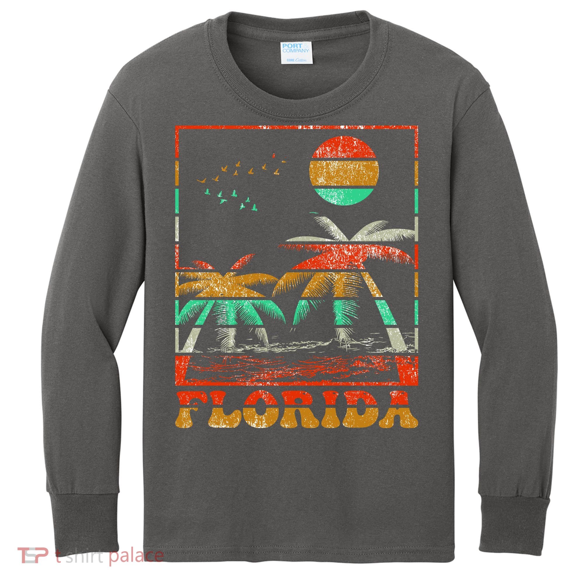 Retro Florida Palm Trees Kids Long Sleeve Shirt