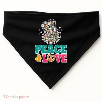 Retro Flower Power Peace And Love USA-Made Doggie Bandana