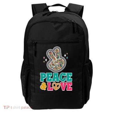 Retro Flower Power Peace And Love Backpack