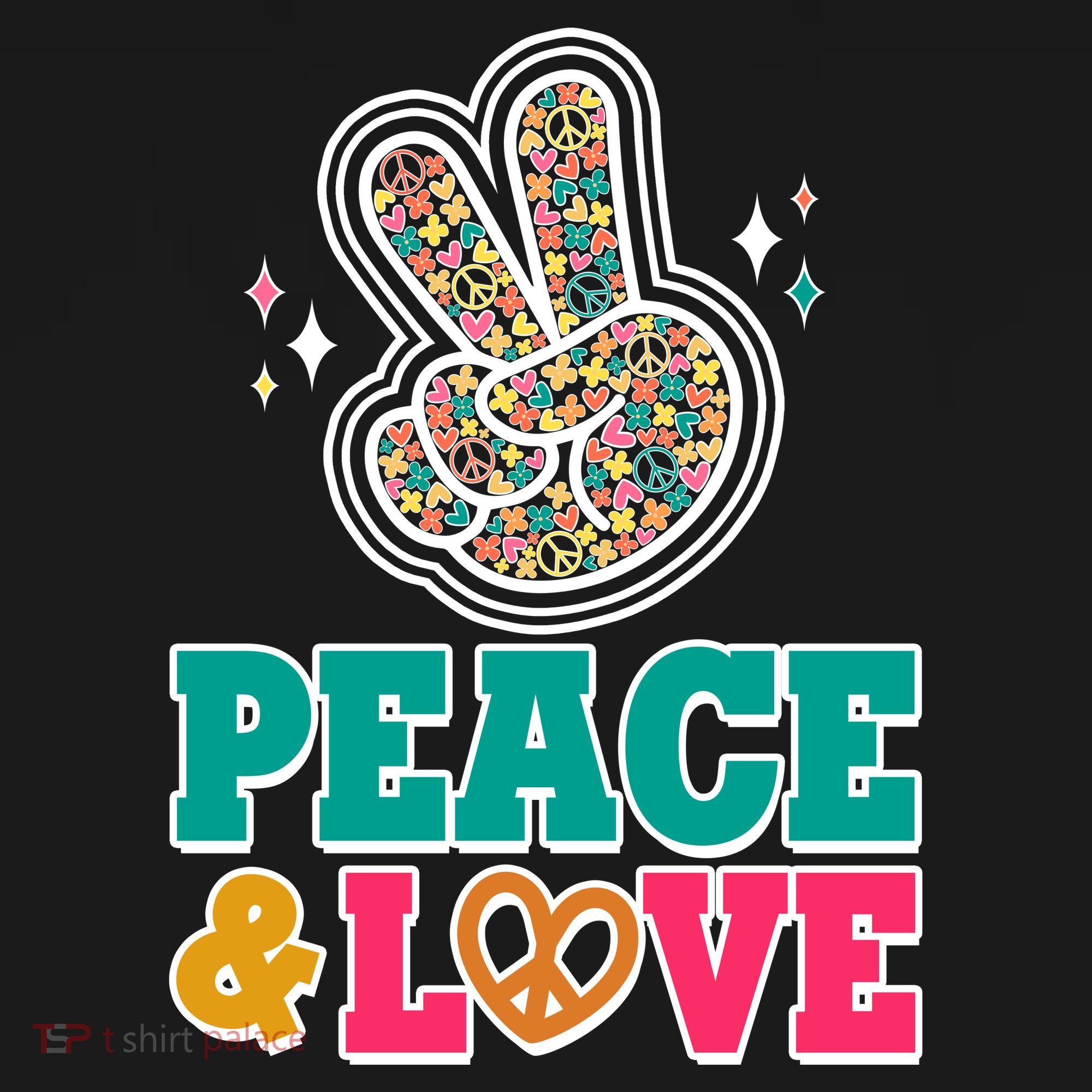 Retro Flower Power Peace And Love Bucket Hat