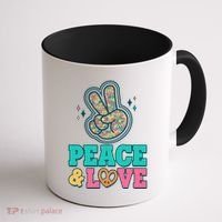 Retro Flower Power Peace And Love Coffee Mug thumb 1