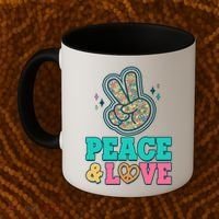 Retro Flower Power Peace And Love Coffee Mug thumb 2